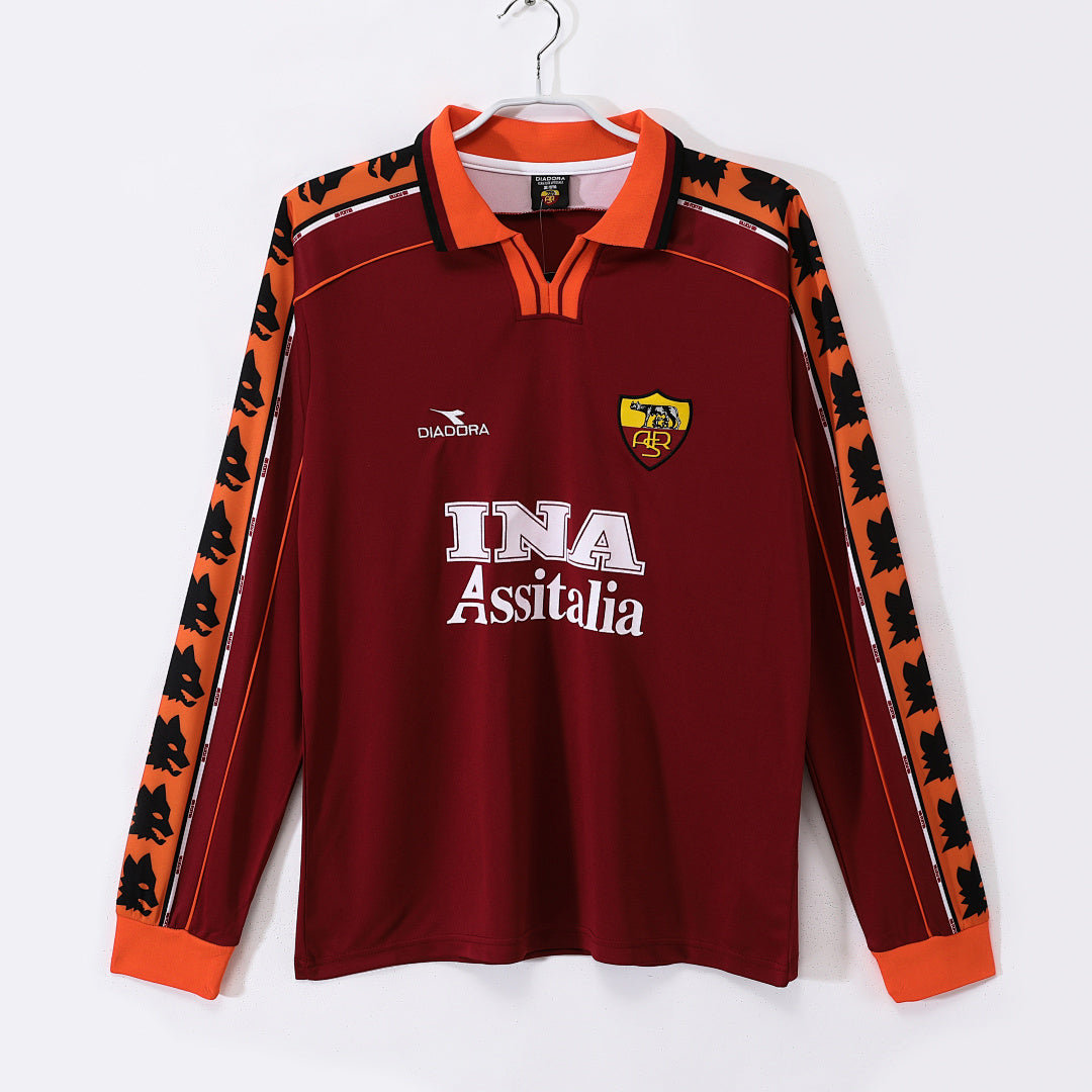 AS Roma 1998/99 Home Long Sleeve Retro Jersey - Front