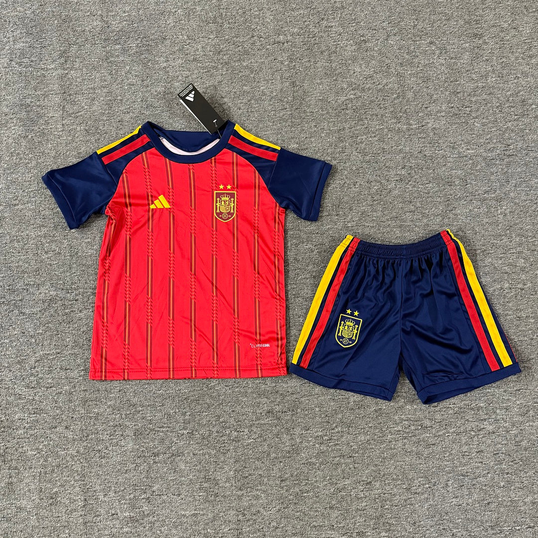 Spain 2026/27 Home Double Star Badge Kids Football Kit Kids Version - Front