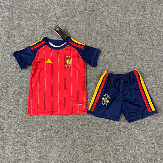 Spain 2026/27 Home Double Star Badge Kids Football Kit Kids Version - Front