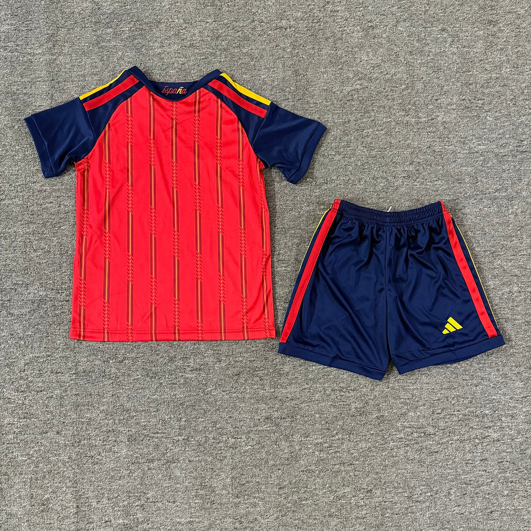 Spain 2026/27 Home Double Star Badge Kids Football Kit Kids Version - Back