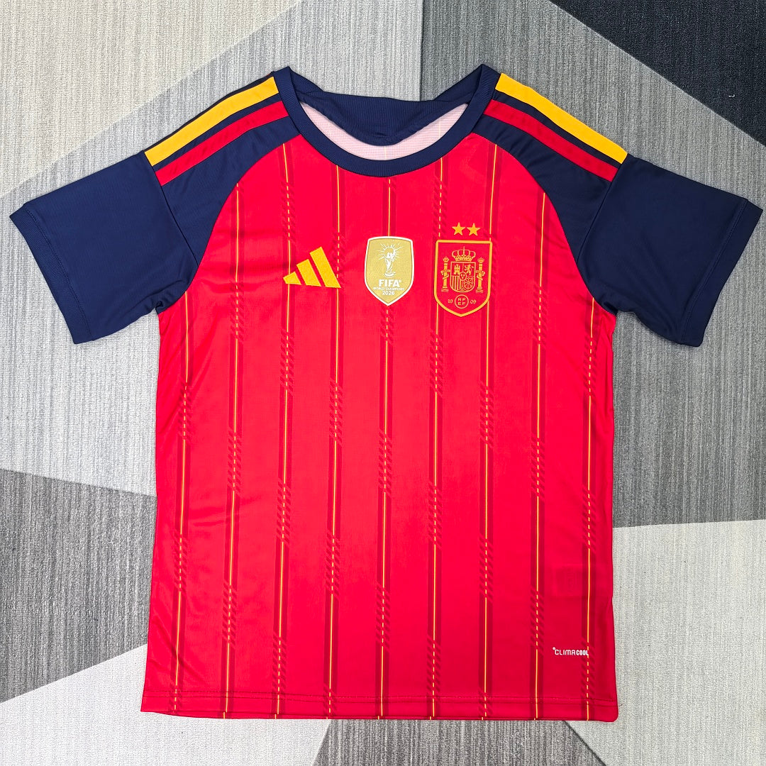 Spain 2026 Home 2-Star Champions Badge Fan Version Jersey - Front
