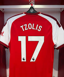 [stock] Arsenal Red White Home Jersey - Tzolis #17 Adidas - view 2