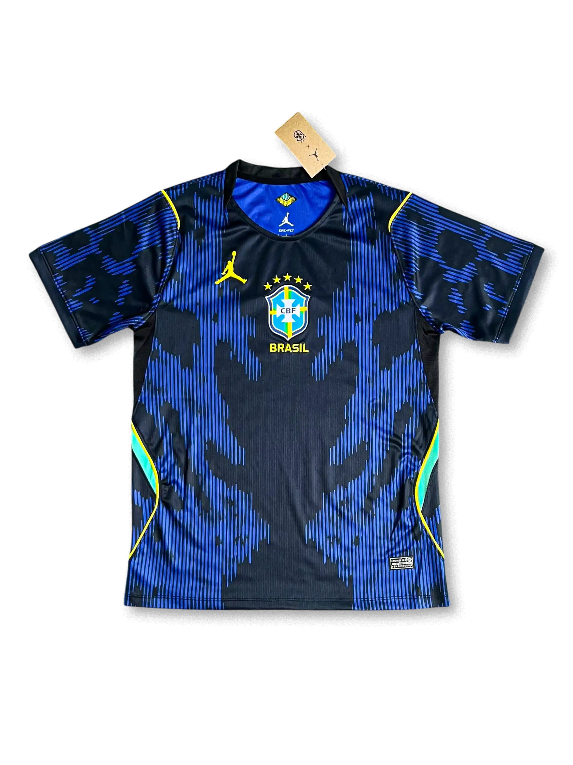 [stock] Brazil Jordan Black Blue Special Jersey - Yellow Crest