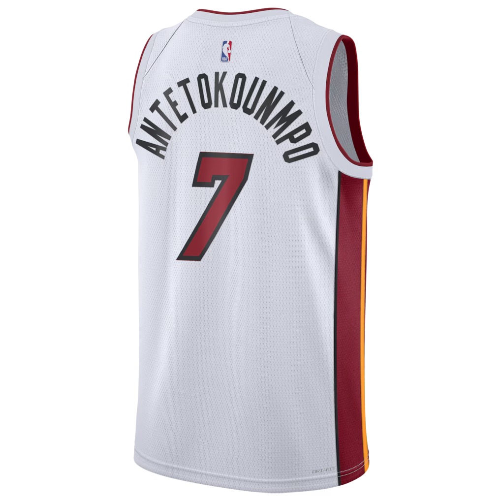[stock] Miami Heat White Basketball Jersey - Antetokounmpo #7 Nike - view 2