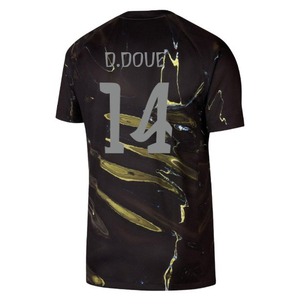[stock] Paris Saint-Germain Black Jordan Special Jersey - D. Doué #14 Qatar Airways