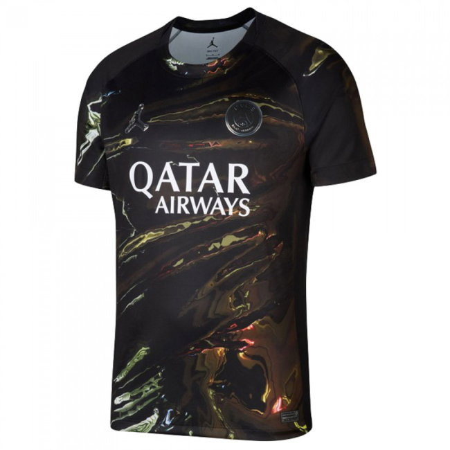 [stock] Paris Saint-Germain Black Jordan Special Jersey - D. Doué #14 Qatar Airways - view 2