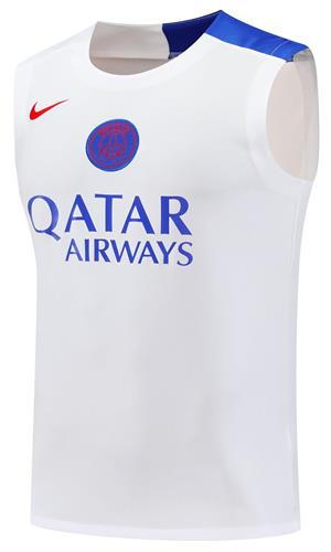 [stock] Paris Saint-Germain White Sleeveless Training Top & Black Shorts - Qatar Airways - view 2