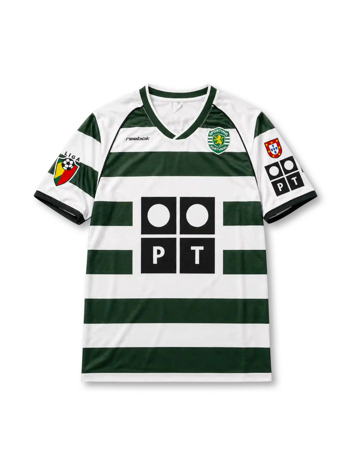 [stock] Sporting CP 2002/03 Green White Home Retro Jersey - C. Ronaldo #28 Reebok