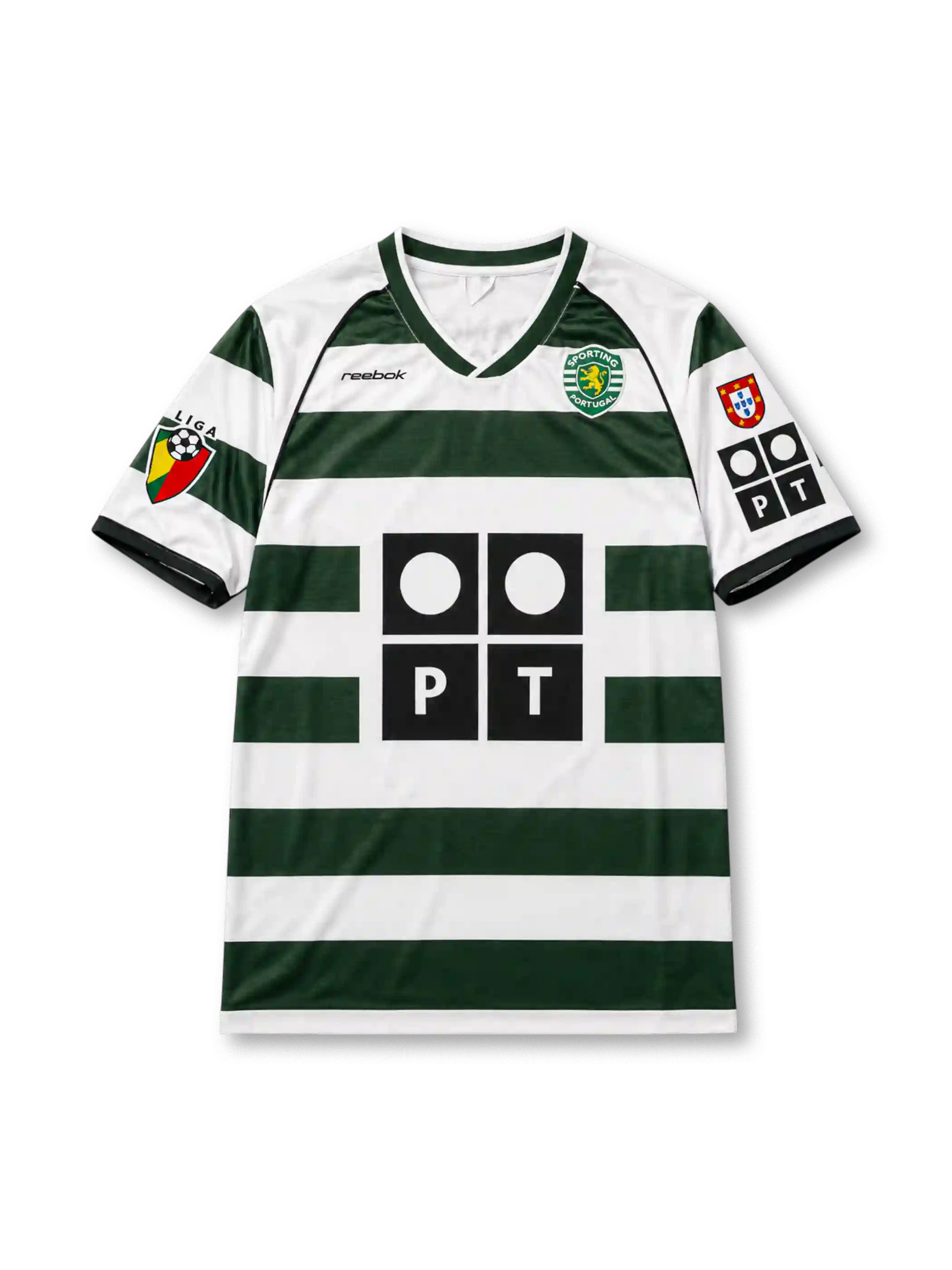[stock] Sporting CP 2002/03 Green White Home Retro Jersey - C. Ronaldo #28 Reebok
