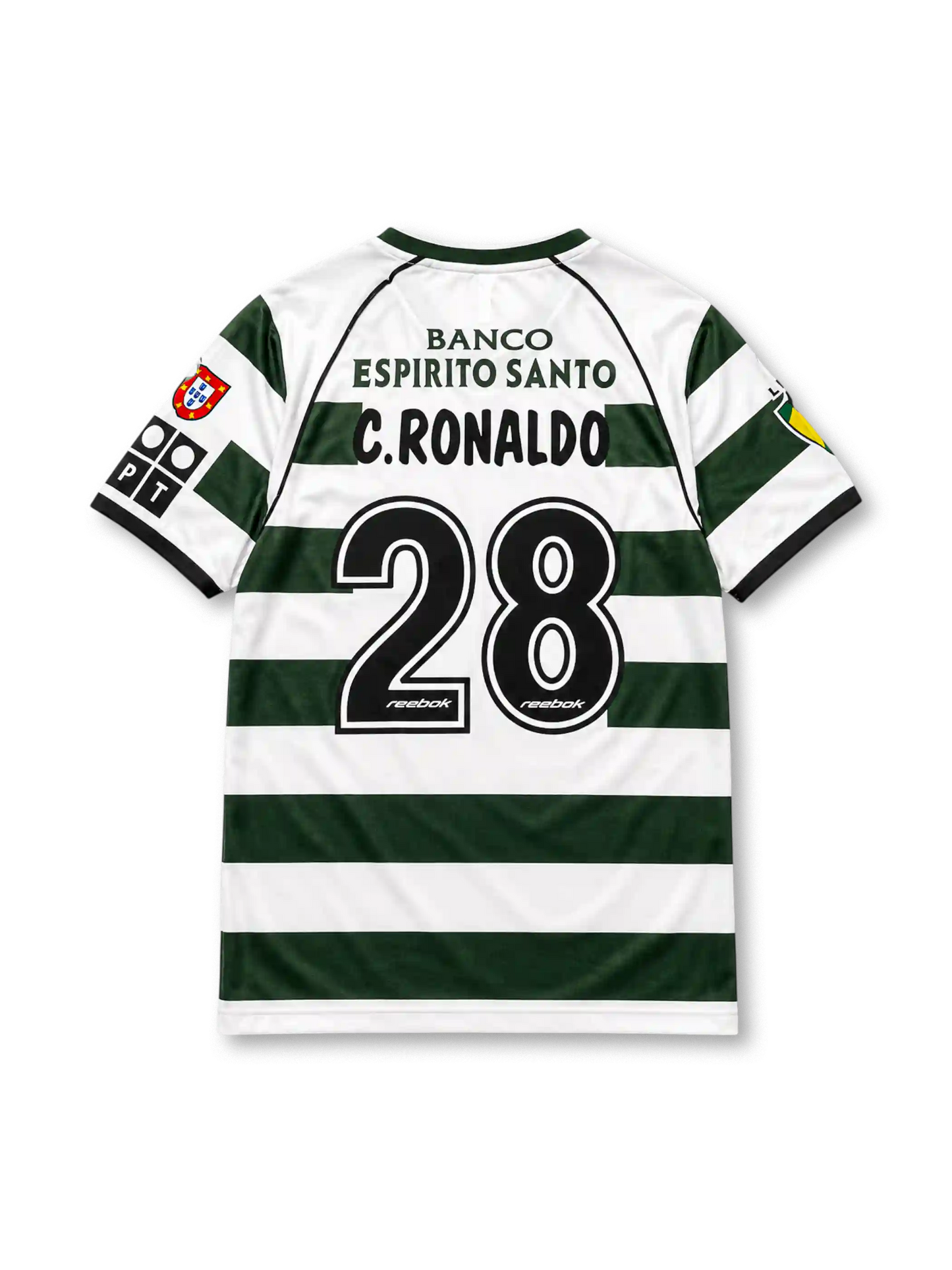 [stock] Sporting CP 2002/03 Green White Home Retro Jersey - C. Ronaldo #28 Reebok - view 2