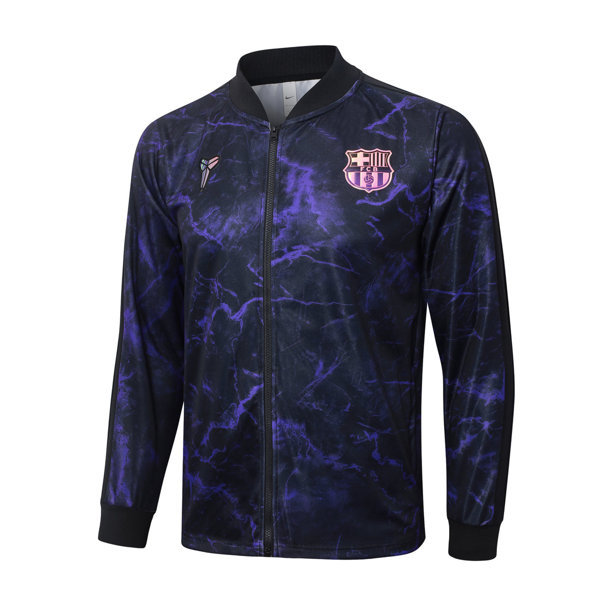 2026/27 FC Barcelona Full-Zip Training Suit – Black/Purple Marble - top only front