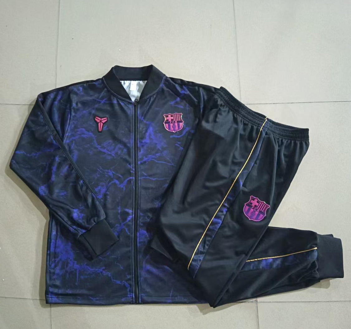 2026/27 FC Barcelona Full-Zip Training Suit – Black/Purple Marble - full set real photo