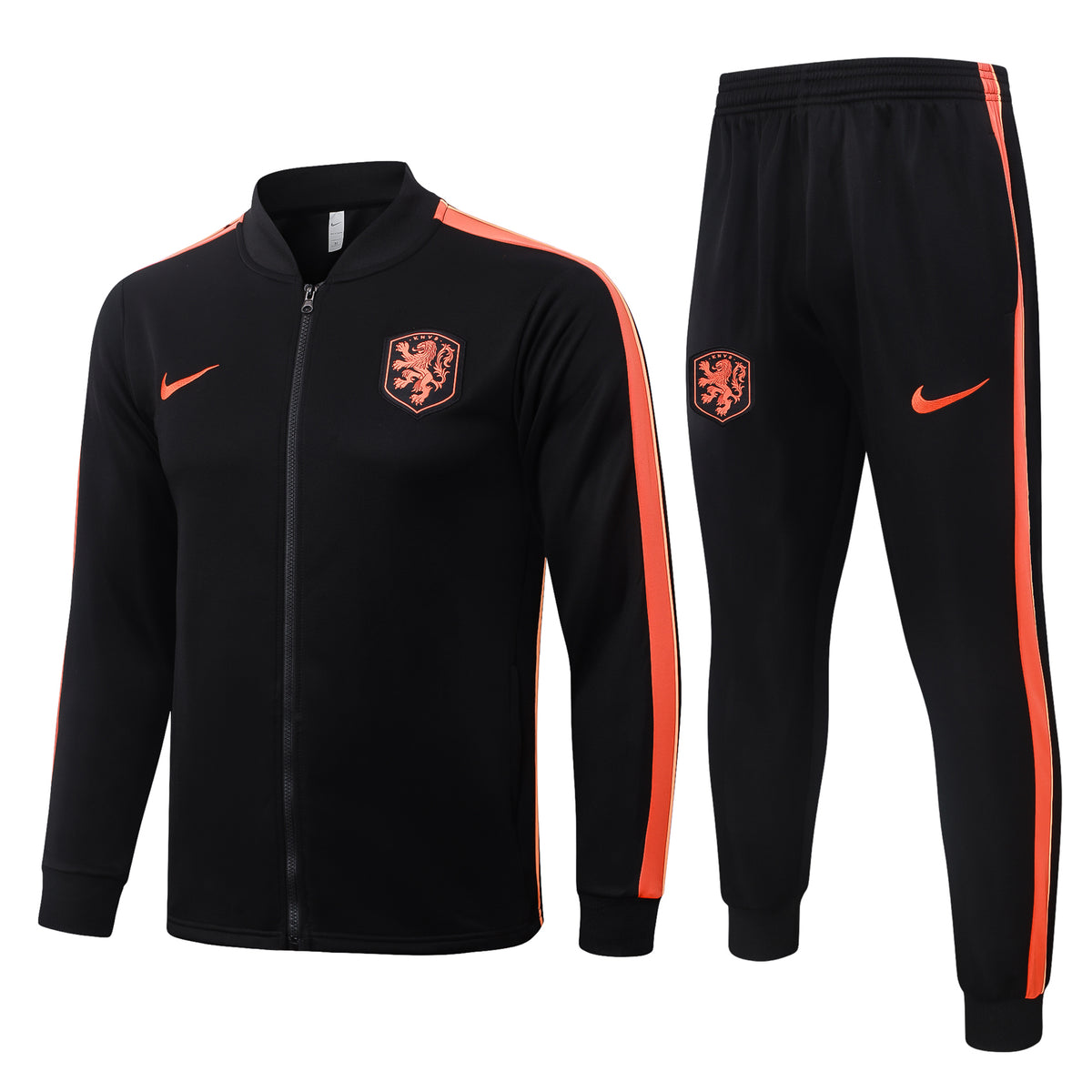 2026/27 Netherlands Full-Zip Training Suit – Black/Orange - full set front