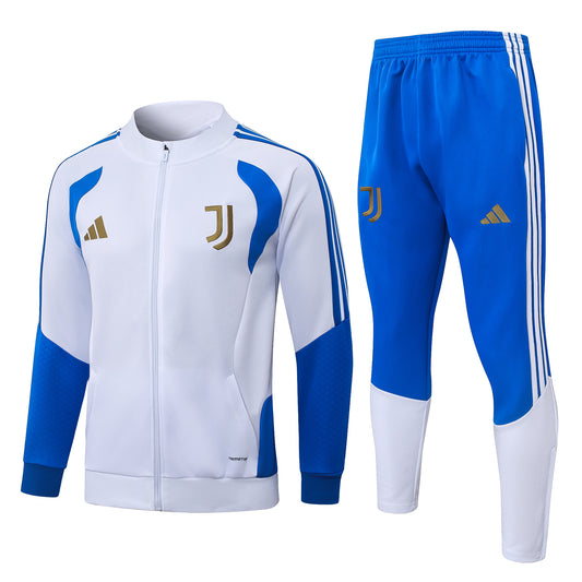 2026/27 Juventus Full-Zip Training Suit – White/Royal Blue - full set front