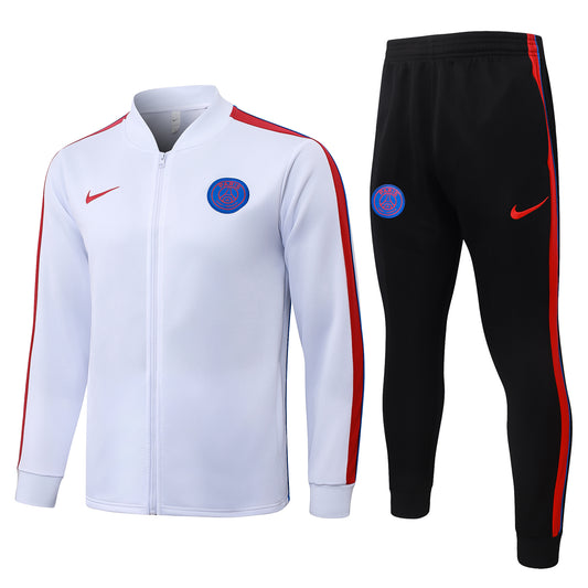 2026/27 Paris Saint-Germain Full-Zip Training Suit – White/Black/Red - full set front