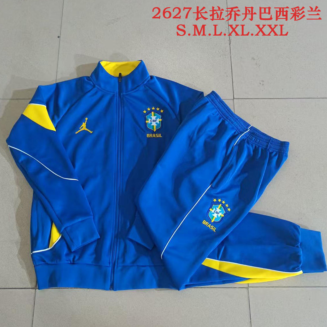 2026/27 Brazil Full-Zip Training Suit – Royal Blue/Yellow - full set real photo