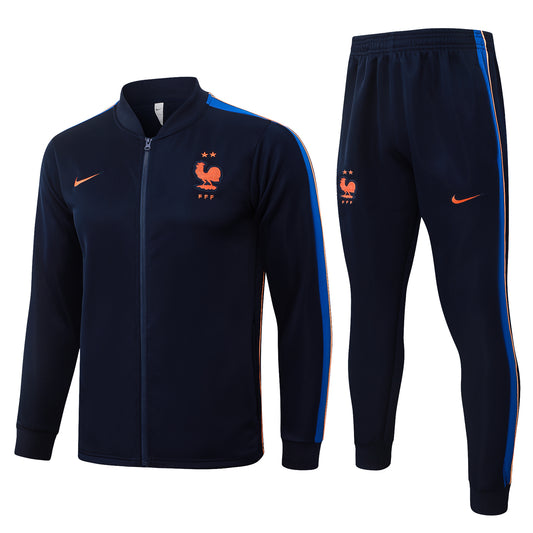 2026/27 France Full-Zip Training Suit – Navy/Royal Blue/Orange - full set front