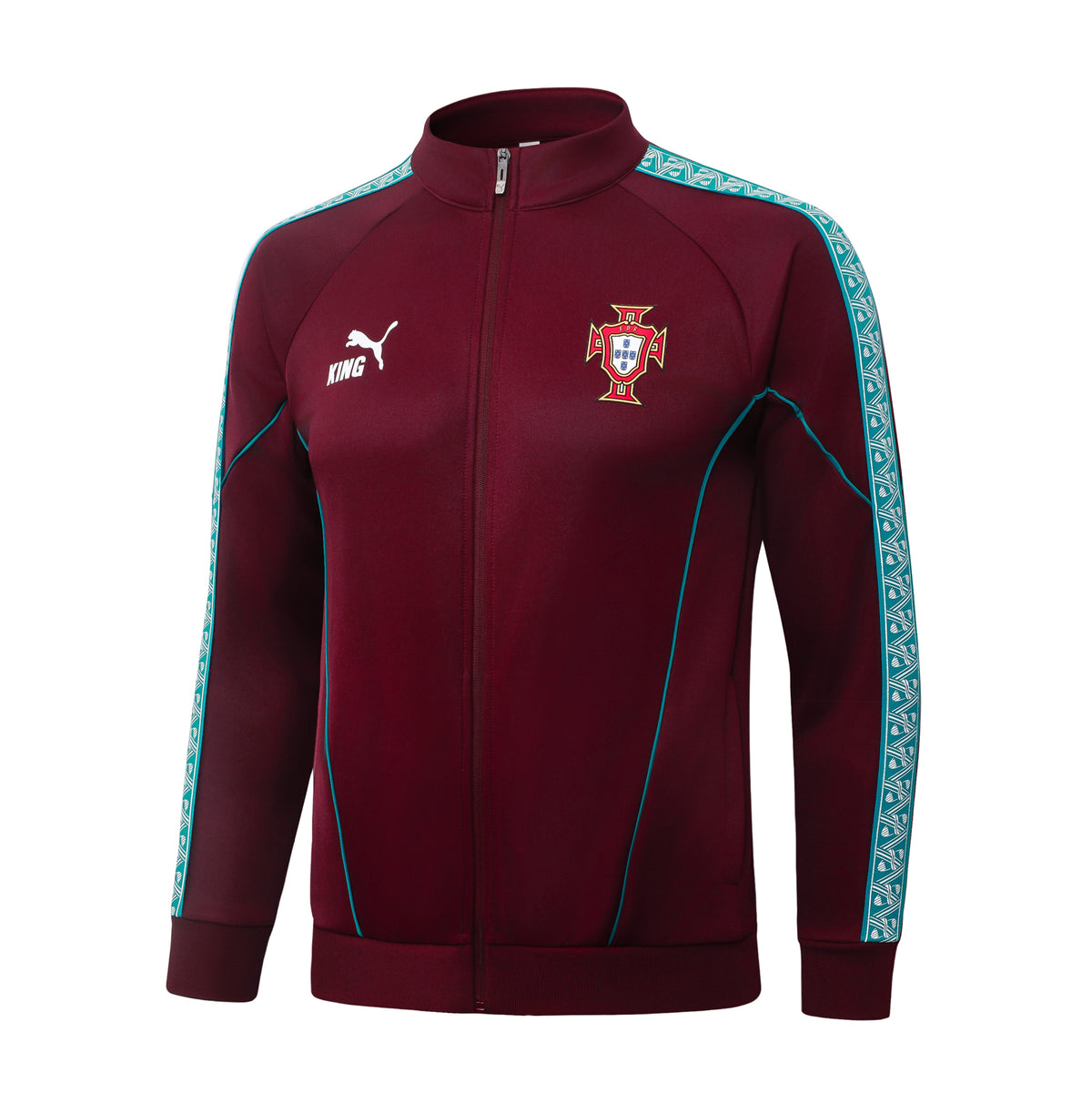 2026/27 Portugal Full-Zip Training Suit – Burgundy/Turquoise - top only front