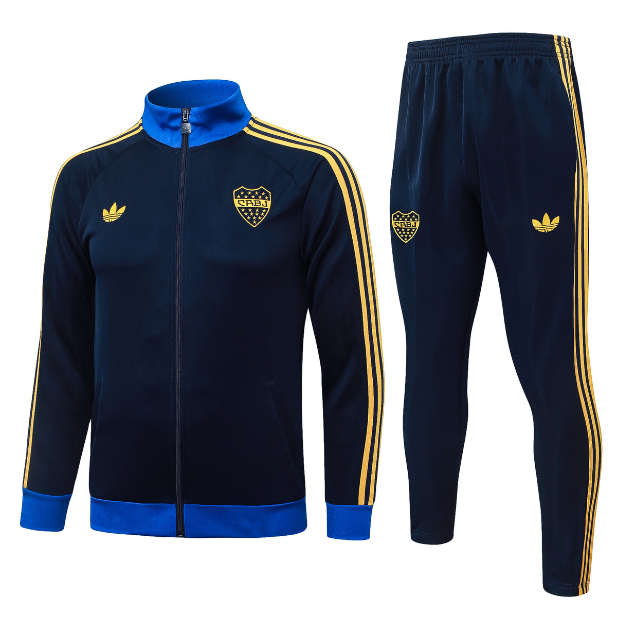 2026/27 Boca Juniors Full-Zip Training Suit – Navy/Royal Blue/Gold - full set front