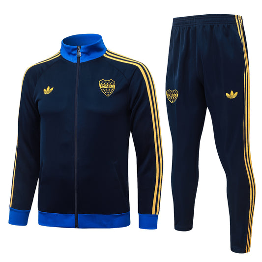 2026/27 Boca Juniors Full-Zip Training Suit – Navy/Royal Blue/Gold - full set front