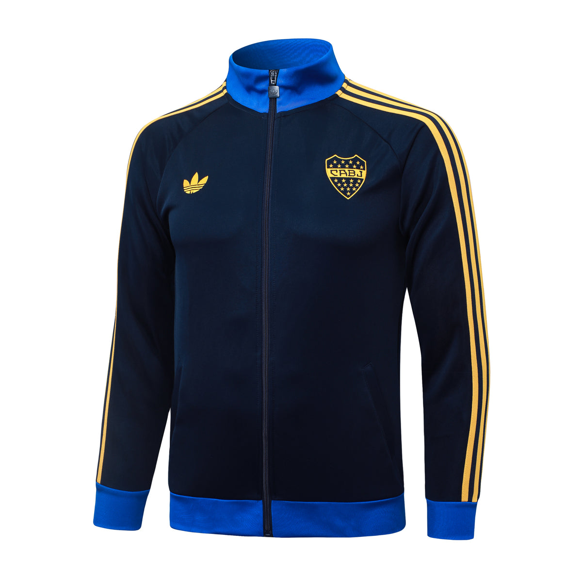 2026/27 Boca Juniors Full-Zip Training Suit – Navy/Royal Blue/Gold - top only front