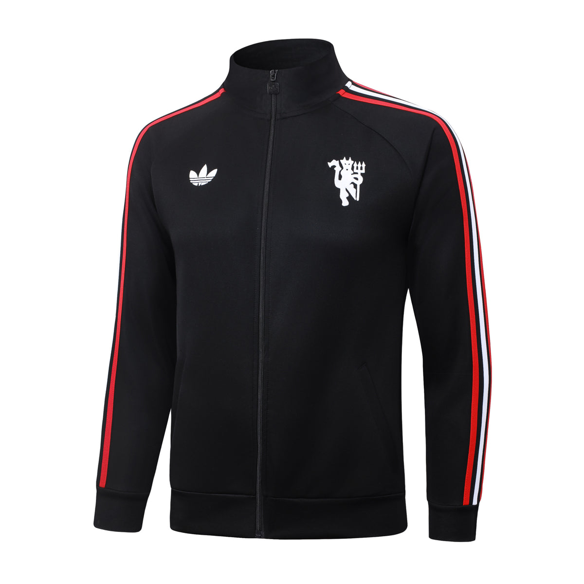 2026/27 Manchester United Full-Zip Training Suit – Black/Red/White - top only front