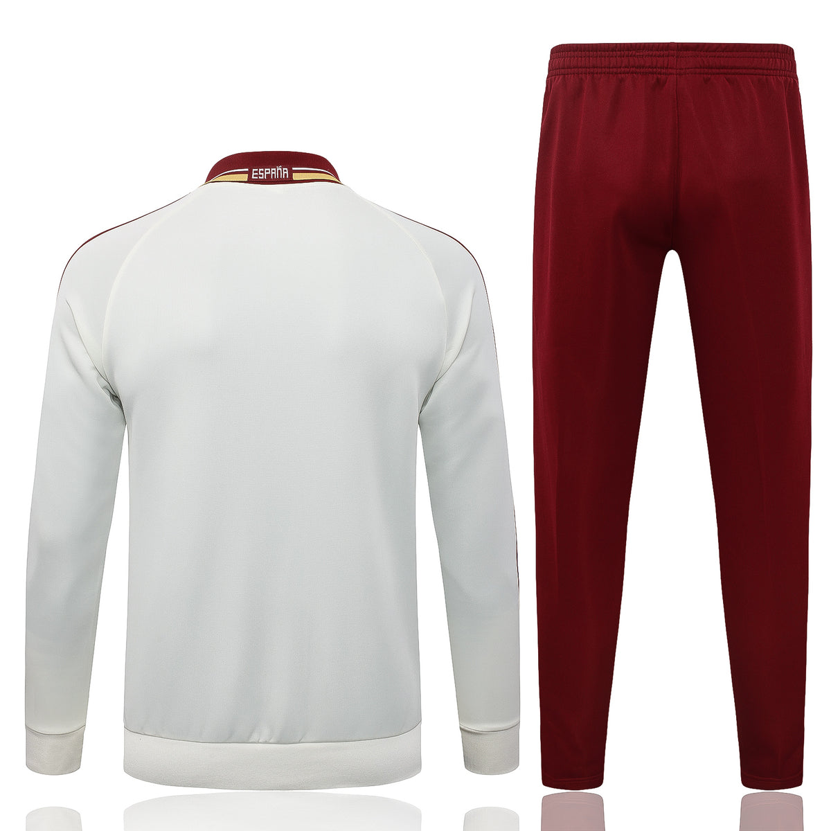 2026/27 Spain Full-Zip Training Suit – Off-White/Burgundy - full set back