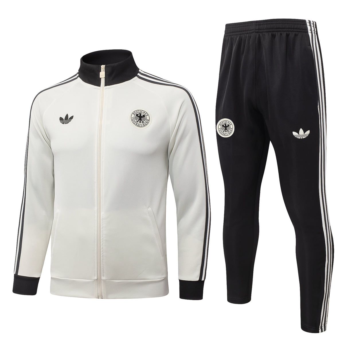 2026/27 Germany Full-Zip Training Suit – Off-White/Black - full set front