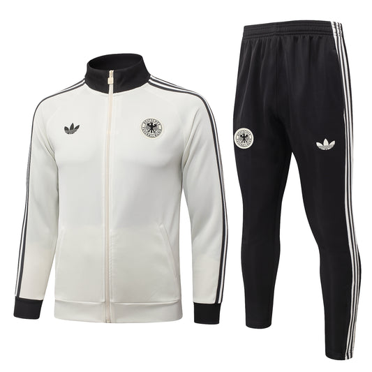2026/27 Germany Full-Zip Training Suit – Off-White/Black - full set front