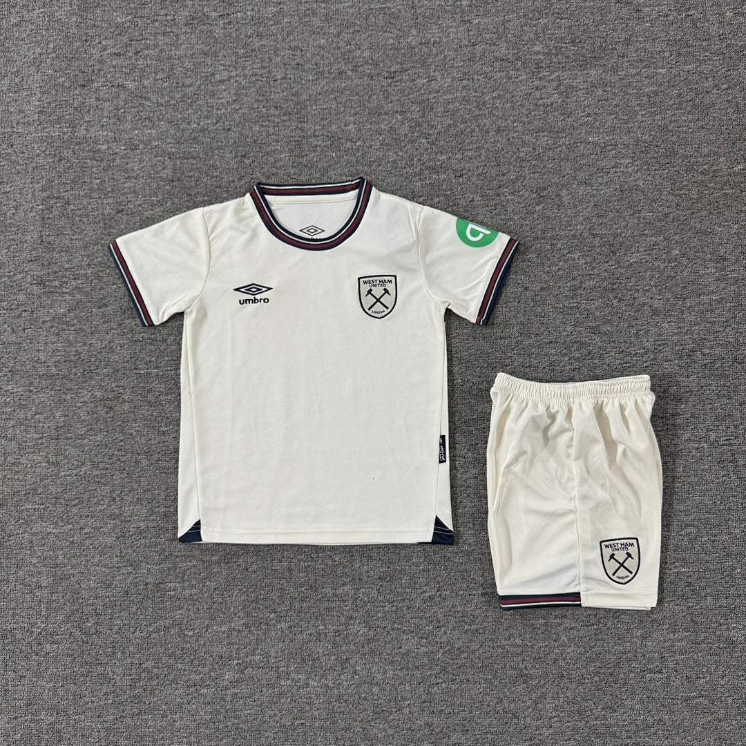 West Ham United 2025/26 Away Kids Football Kit - Front