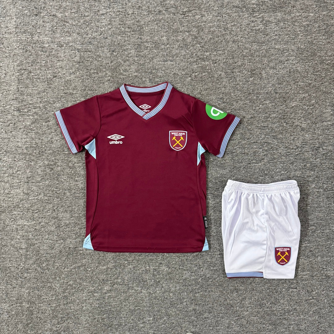 West Ham United 2025/26 Home Kids Football Kit - Front