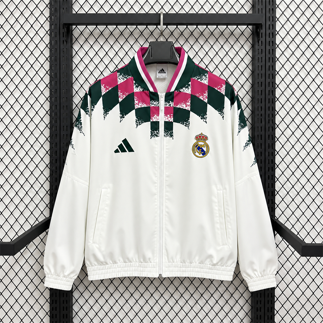 Real Madrid White Printed Training Windbreaker front