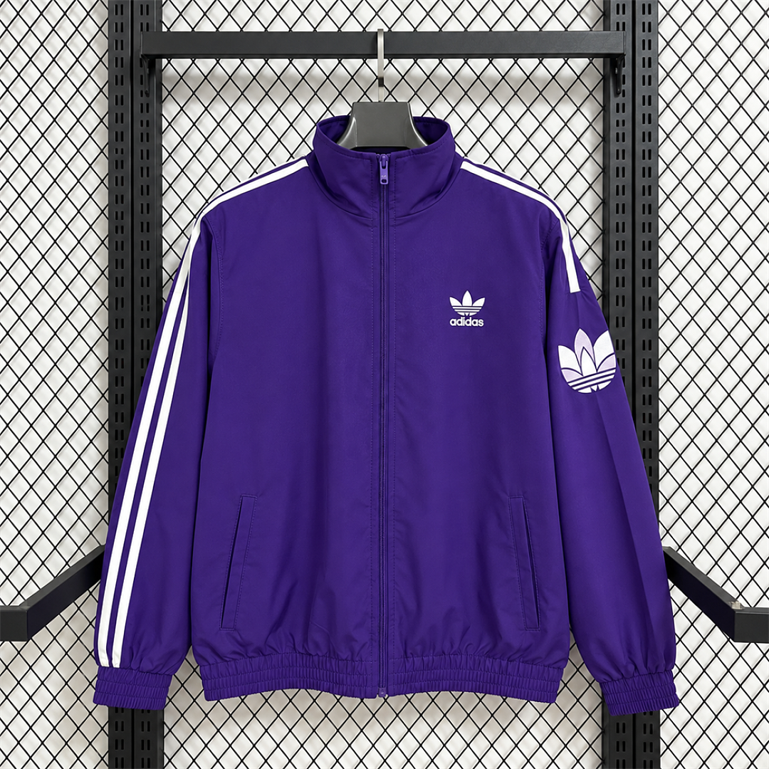 Adidas Purple Check Windbreaker front