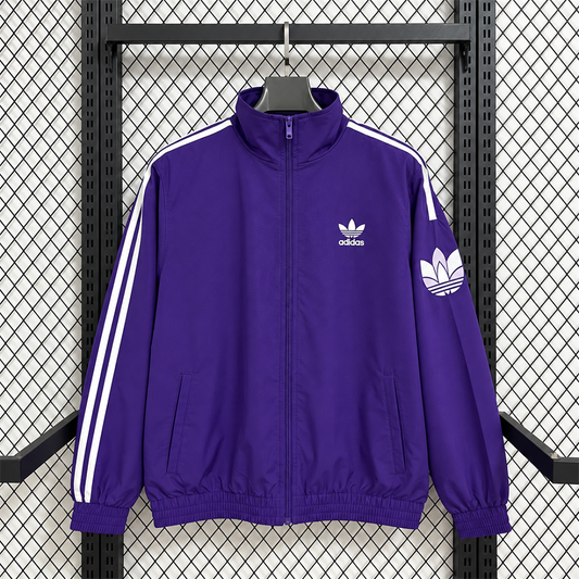 Adidas Purple Check Windbreaker front