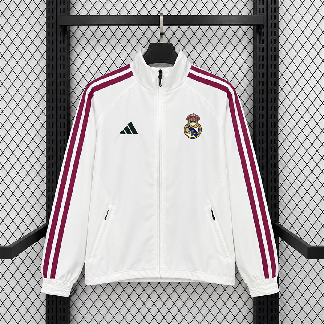 Real Madrid 2025/26 White Home Windbreaker front