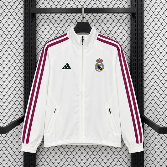 Real Madrid 2025/26 White Home Windbreaker front