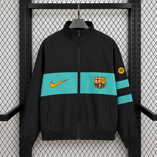 Barcelona Black Retro Windbreaker front