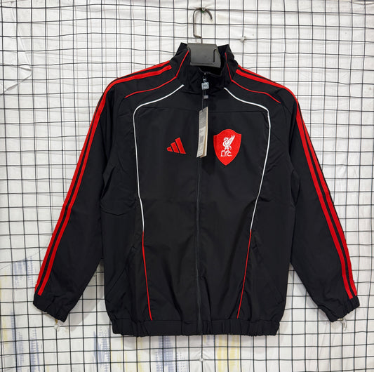 Liverpool 2025/26 Black & Red Lightweight Windbreaker - front view