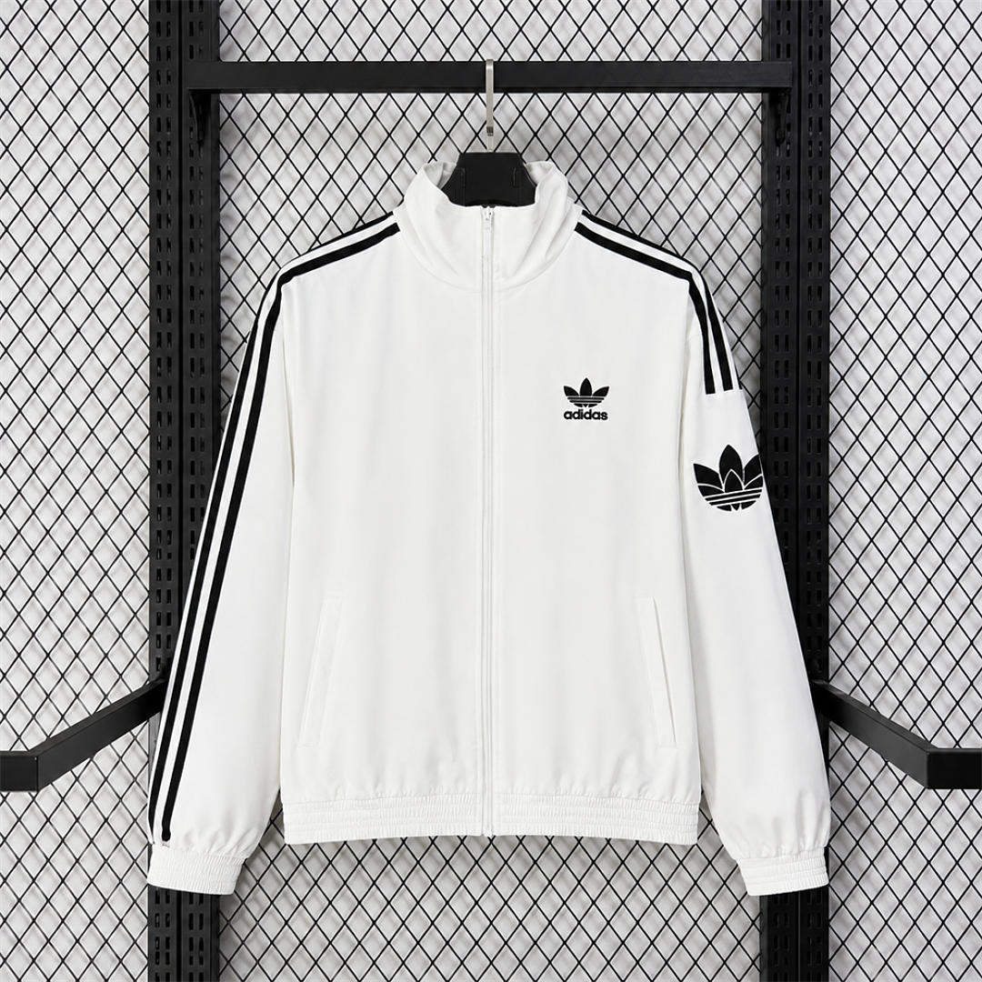 Adidas White Check Windbreaker front