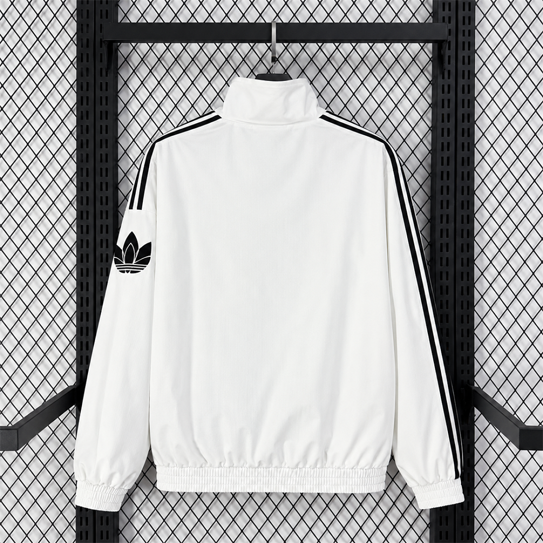 Adidas White Check Windbreaker back