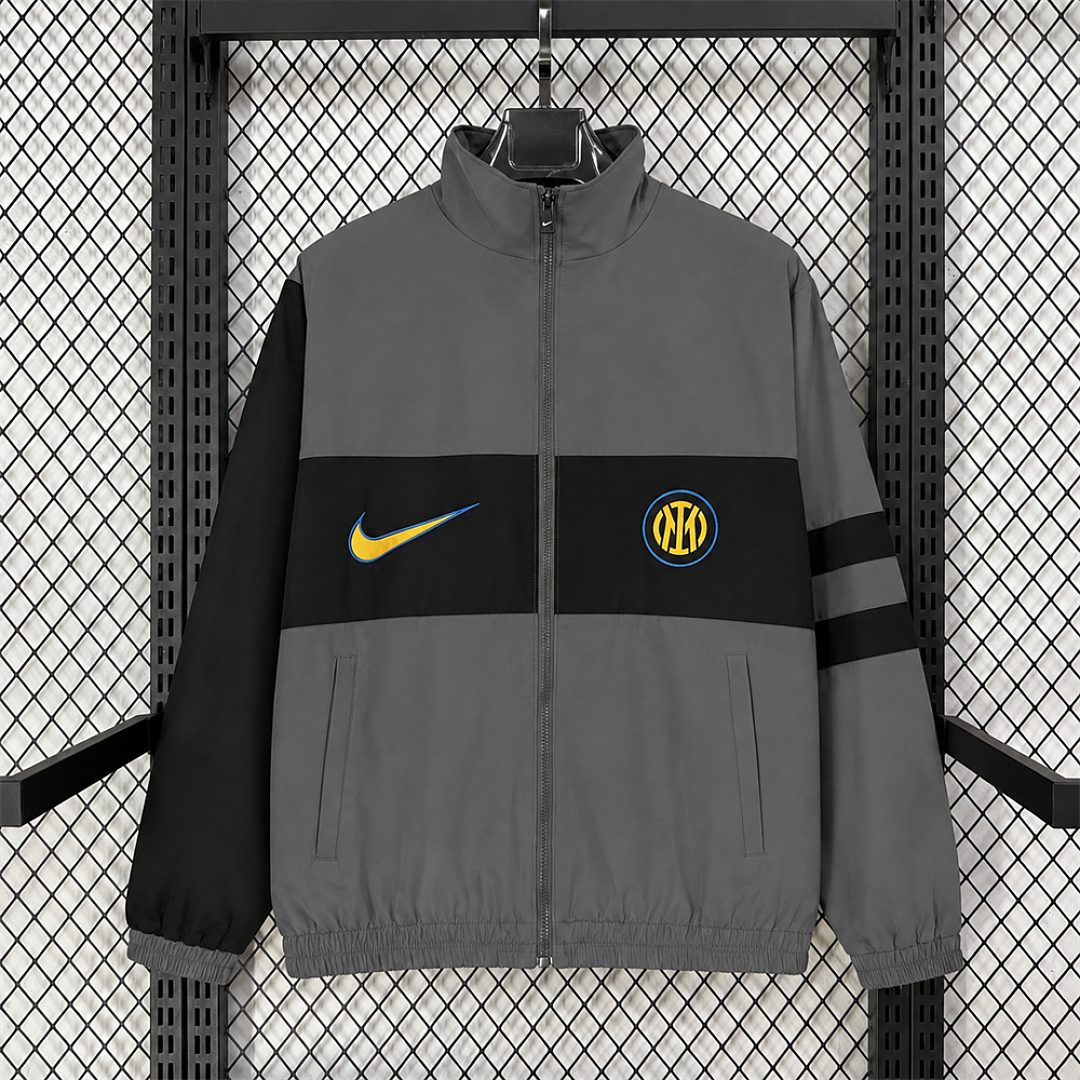 Inter Milan Grey Retro Windbreaker front