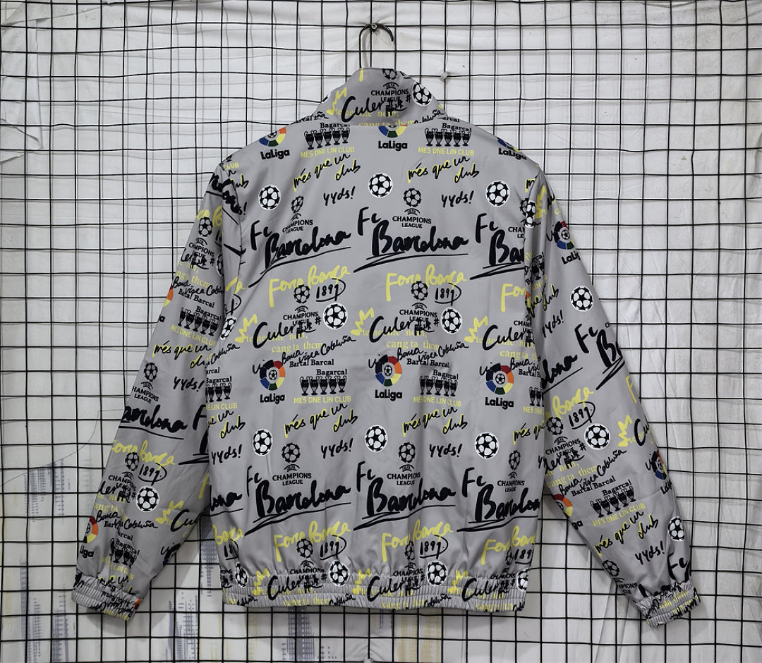 Barcelona 2023/24 Grey Print Windbreaker front