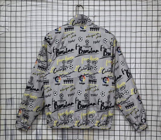 Barcelona 2023/24 Grey Print Windbreaker front