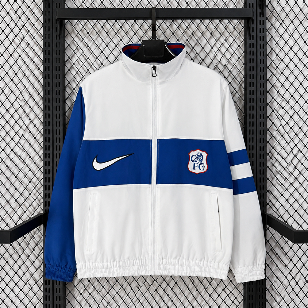 Chelsea White Retro Windbreaker front