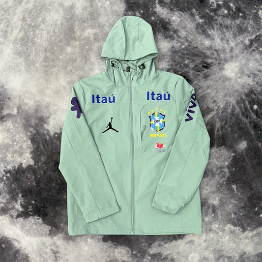 Brazil Jordan Mint Hooded Shell Windbreaker front