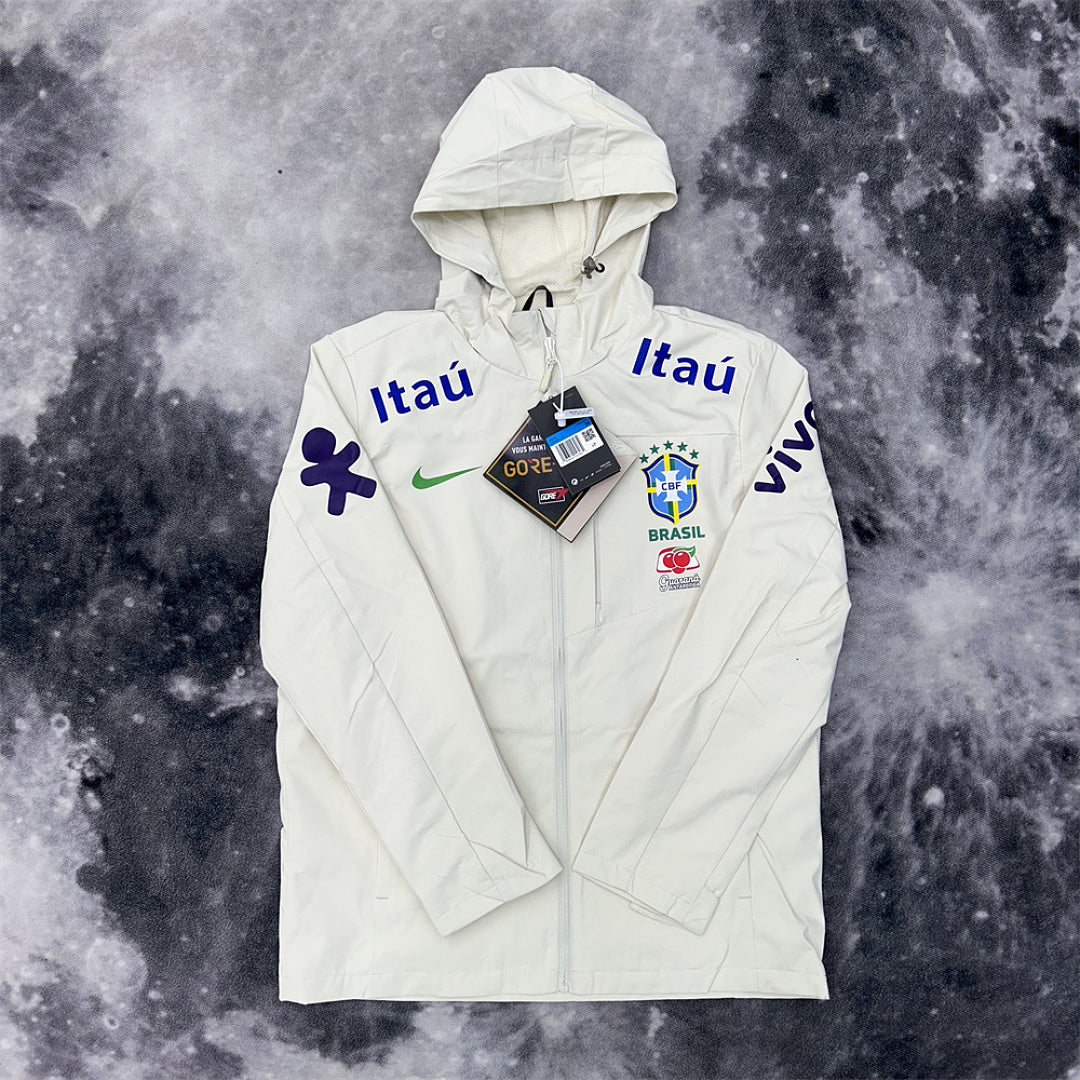 Brazil Light Grey Hooded Shell Windbreaker front