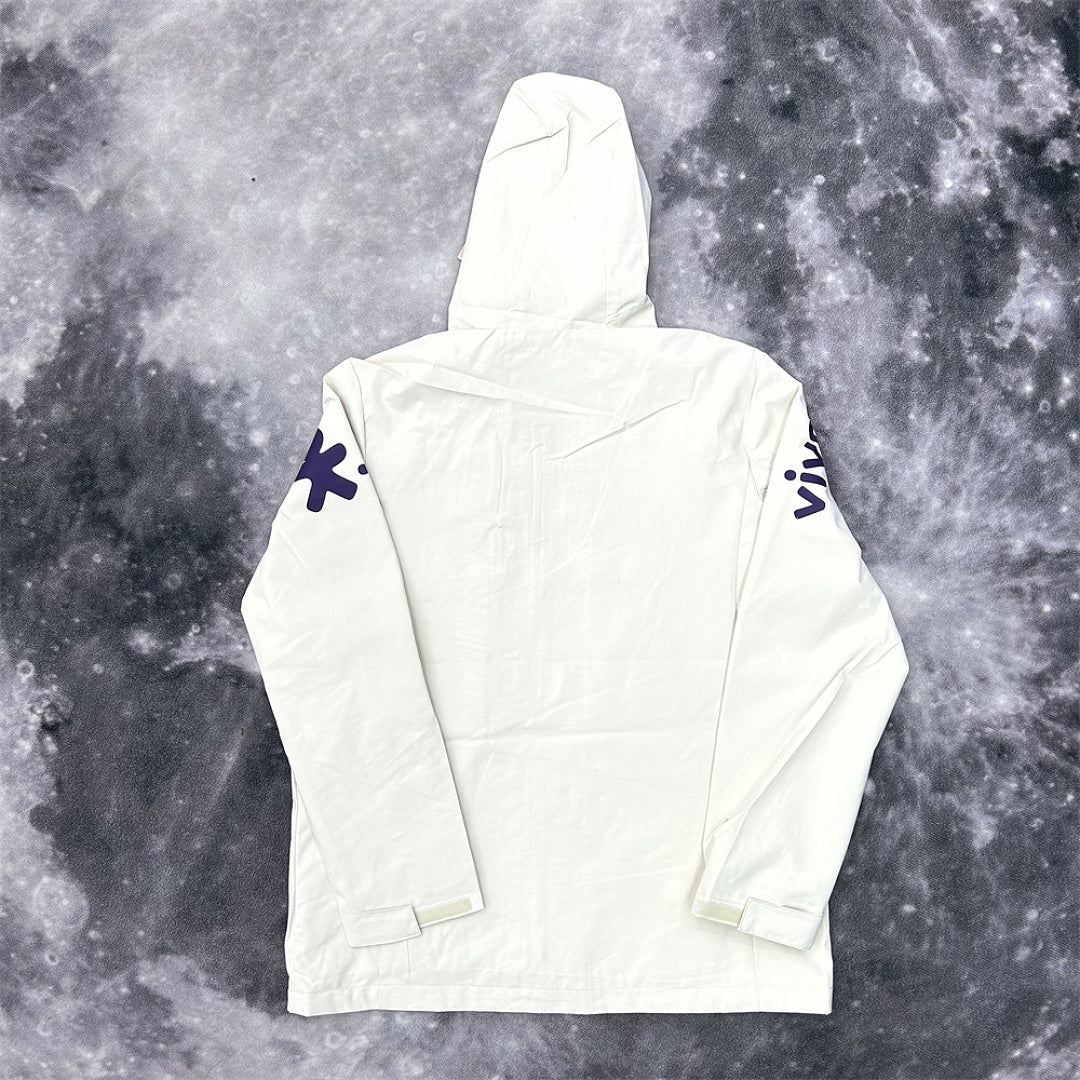 Brazil Light Grey Hooded Shell Windbreaker back