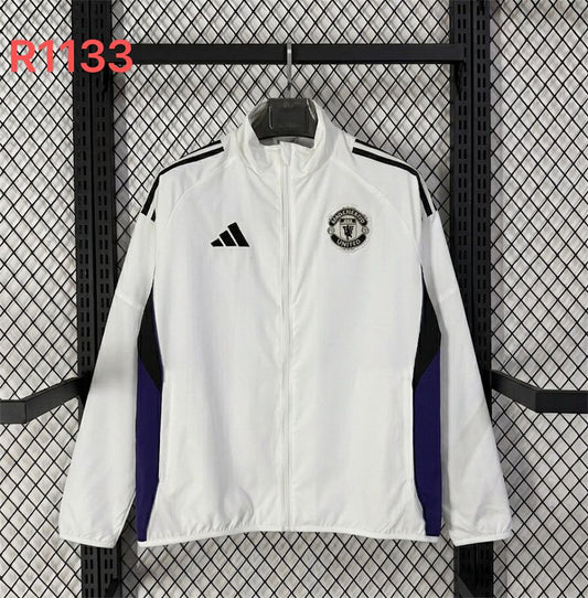Manchester United White Waterproof Training Windbreaker front