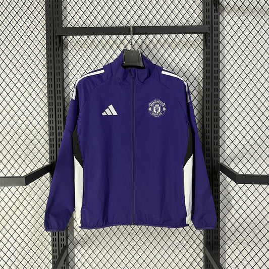 Manchester United Purple Waterproof Training Windbreaker front