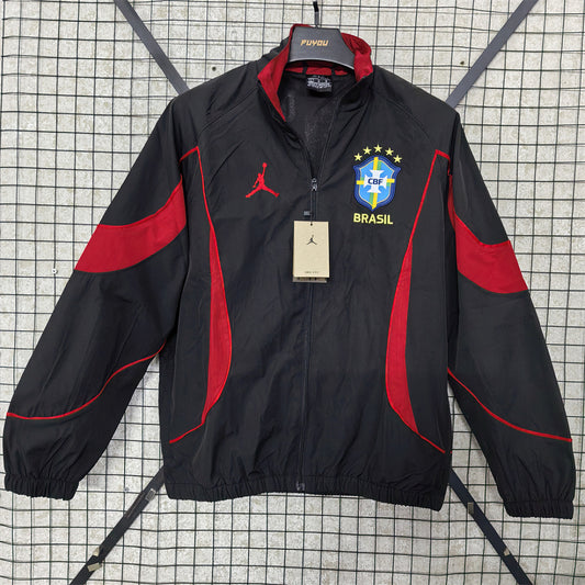 Brazil 2026/27 Black Waterproof Windbreaker front